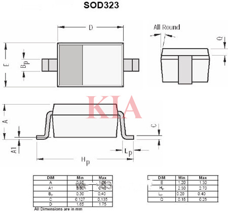 sod323封裝尺寸圖,sod323封裝-KIA MOS管