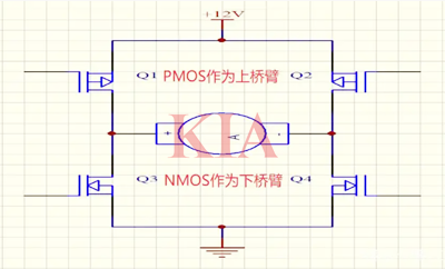 h橋驅(qū)動電路,電機正反轉(zhuǎn),電路圖詳解-KIA MOS管